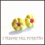 Orecchini lobo " Biscotto fiore ciliegie " pasta frolla fimo cernit premo idea regalo dolcetti miniatura cibo biscotto  pasticcino bambina regalo barista  