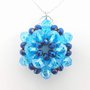 Ciondolo cristallo blu, turchese, perline, cristalli, collana, arte del gioiello, fatto a mano, esclusivo, pezzo unico, idea regalo, natale.