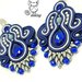 Orecchini blu soutache pendenti con perline e decorazione