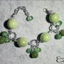 Bracciale verde regolabile Porcellana agata cristalli verdi alluminio diamantato