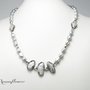 Collana lunga elegante con perle barocche di fiume color grigio, argento 925 