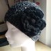 Berretto cappello lana merinos a uncinetto donna con fiore grigio nero  
