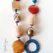 collana in ottone anticato con perle in legno, ceramica e pietre dure