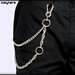 Catena per pantaloni, doppia catena, modello cordina, modello gourmette, colore argento, con anello cromato - 63 cm.