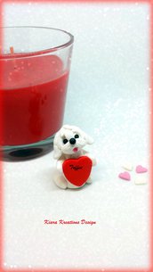 Decorazione con cane maltese con cuore personalizzato con il nome, idea regalo per san valentino per amanti dei cani
