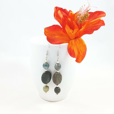 Diaspro, agata, Orecchini verdi, marrone, pendenti, pezzo unico, ooak, modello originale, idea regalo, compleanno, Natale, festa della mamma Diaspro, agata, Orecchini verdi, marrone, pendenti, pezzo unico, ooak, modello originale, idea regalo, compleanno, Natale, festa della mamma