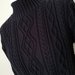 Pullover motivi irlandesi fatto a mano ai ferri, 80% lana 20% cachemere, colore blu scuro, taglia S