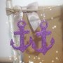 Orecchini gomma crepla Ancora lilla Bijoux glitter Viola Earrings 