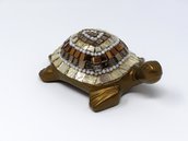 Tartaruga in Ceramica con Decoro in Mosaico sulle tonalità del Bronzo e Argento