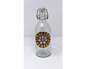 Bottiglia in Vetro con decoro frontale in Mosaico nelle tonalità del Bronzo & Argento