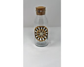 Bottiglia in Vetro con tappo in Sughero e decoro frontale in Mosaico nelle tonalità del Bronzo & Argento