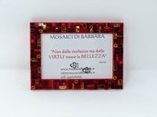 Cornice Porta Foto 10x15 cm decorata in Mosaico sulle tonalità del Rosso e Oro con texture Lineare