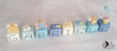 Cake topper cubi con orsetti ALATI in scala di blu 8 cubi 8 lettere - GABRIELE