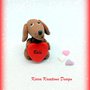 Decorazione con cane bassotto con cuore personalizzato con il nome, idea regalo per san valentino per amanti dei cani