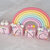 Cake topper compleanno cubi rosa con unicorni e arcobaleno personalizzabile 6 cubi 6 lettere 