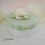 Scatola portagioielli shabby chic decorata verde  cm 20x8