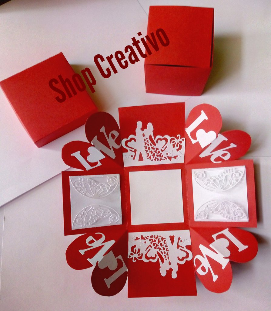 San Valentino scatola explosion box rossa con orecchini in fimo - F