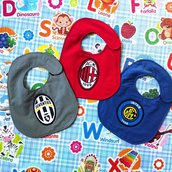 Bavaglino JUVENTUS, INTER, MILAN,  bavaglini calcio, bavaglini impermeabili, personalizzati, regalo originale per il bebé