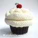 Cappello cupcake cioccolato/panna - berretto bambina/neonata - lana merino - fatto a mano