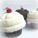Cappello cupcake fragola/panna - berretto bambina/neonata - lana merino - fatto a mano