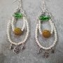 Orecchini pendenti dinna pietra lavica perle cerate vetro di murano verde ciondoli argento tibetano