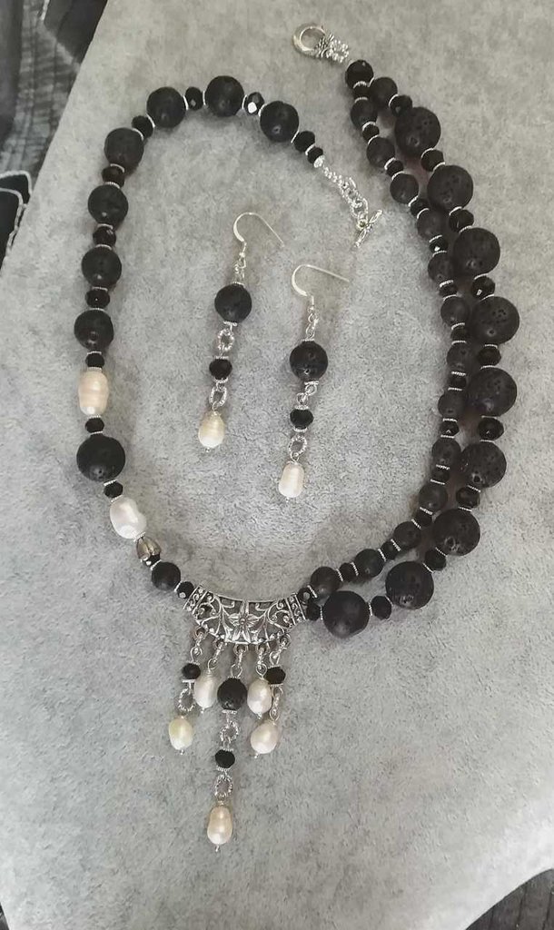 Collana Girocollo Con Pendente Ovale Di Pietra Paesina - Collane Pietra