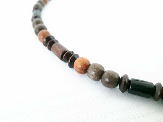 Girocollo Etnico Collana Surf In Legno E Perle Di Cocco - Stile Etnico Tribale, Unisex Girocollo Tribale Uomo Donna - Foto 9