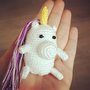 Unicorno amigurumi, spilla, calamita, porta chiavi, gioco, porta fortuna, fatto a mano, uncinetto