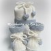 Stivaletti/scarpine neonato - fiocco/cuoricini - fatti a mano - lana/alpaca - bianco/blu ghiaccio