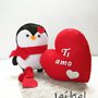 Pinguino San Valentino, regalo, gift, compleanno, ornamento