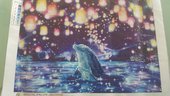 Quadro mosaico Delfino e luci misura 35x25
