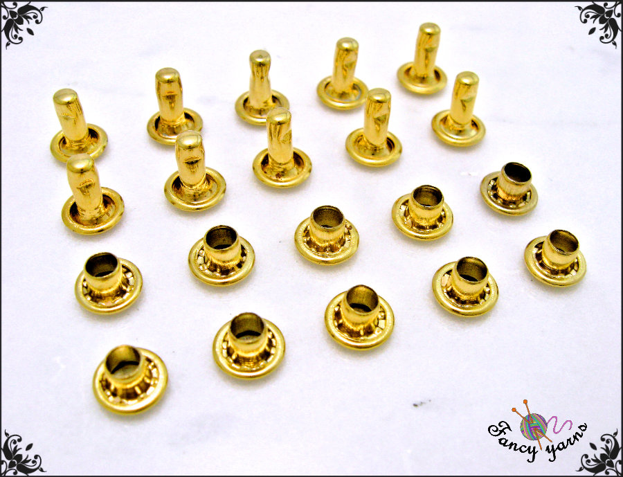 100 Set Rivetti Borchie in Metallo Oro Rosa Bottoni Tubolari in Metallo