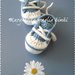 Scarpine/sneakers bambino - lana/alpaca - blu chiaro/bianco - fatte a mano - uncinetto
