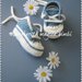 Scarpine/sneakers bambino - lana/alpaca - blu chiaro/bianco - fatte a mano - uncinetto