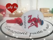 Cerchietto rosso in raso lady bug Bambina. Personalizzabile con nome