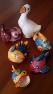 Animali di ceramica dipinti a mano