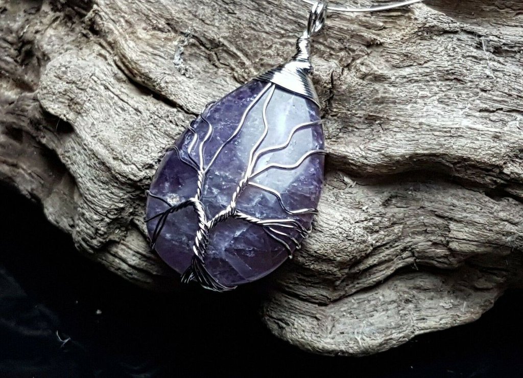 Collana Ametista Naturale A Cuore - Ciondolo In Pietra Energetica, Catena 60 Cm