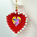 Parure fatta a mano Lilli con ciondolo foglia a cuore rosso e bianco-earrings, peline, handmade, jewel, accessories,gift ideas, anniversary, holidays