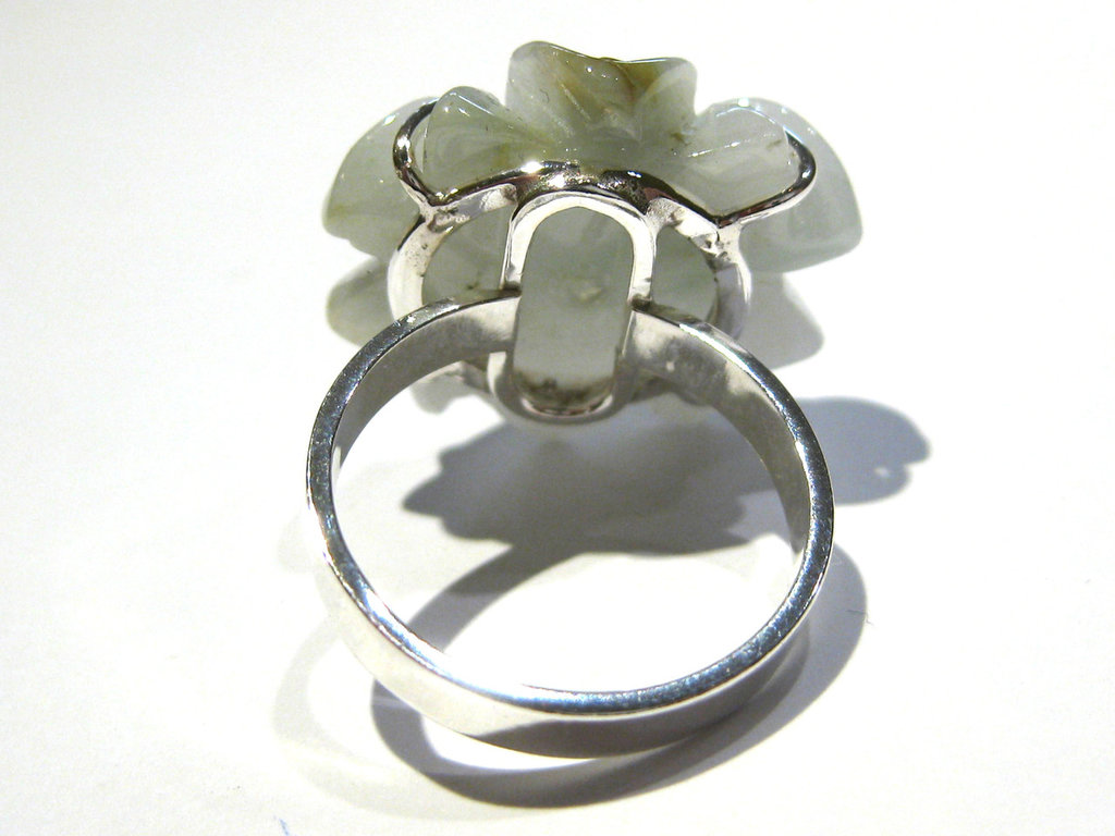 Anello vintage bicolore in giadeite: pietra birmana verde ghiaccio e lavanda (US 9,5) - Italia