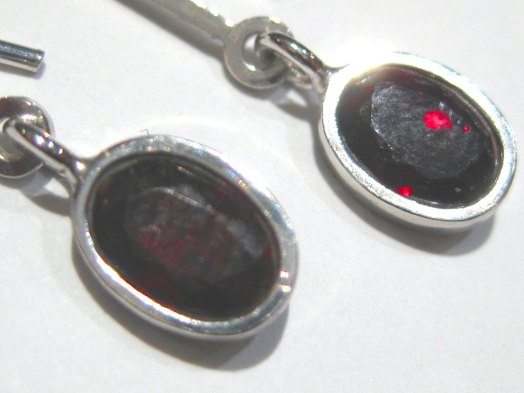 Orecchini Pendenti Con Granato Rosso & Oro 18k - Foto 4