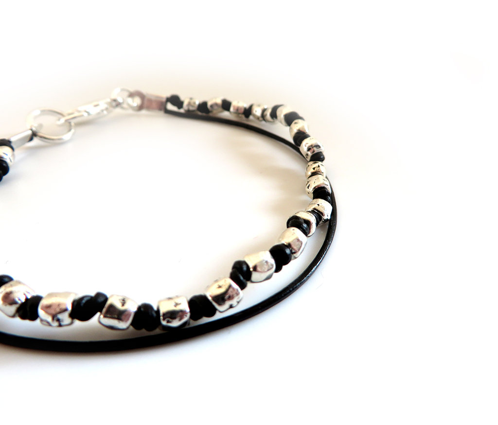 Bracciale Croce COAI In Pietre Dure - Tormalina Nera E Occhio Di Tigre, Con Zirconi