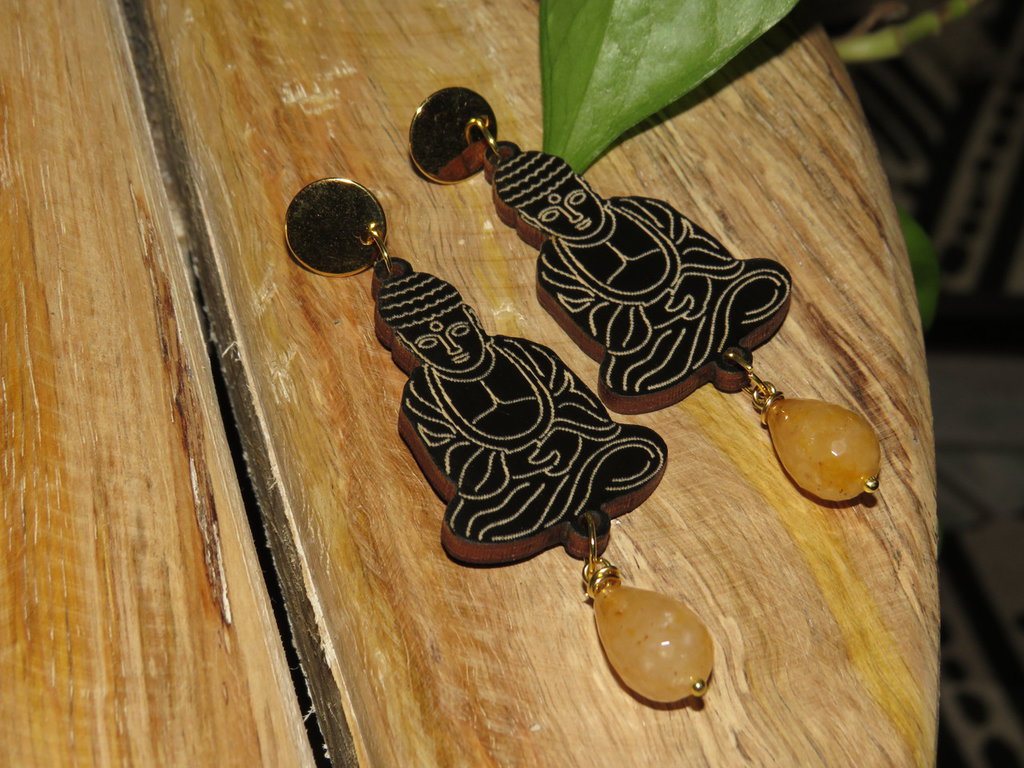 ORECCHINI Etnici In Argento 925 BUDDHA Grasso - Foto 10