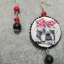 Orecchini pendenti double face bulldog francese decoupage donna carta cane