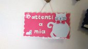 Targa FuoriPorta "Attenti al Gatto" personalizzato con Nome del Gatto