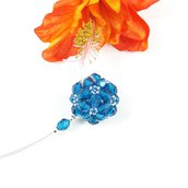 Ciondolo cristallo turchese, perline, acciaio, arte del gioiello, fatto a mano, pezzo unico, idea regalo, compleanno, festa della mamma.