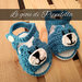 Scarpette sandalino crochet orsetto azzurro , idea regalo baby.