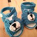 Scarpette sandalino crochet orsetto azzurro , idea regalo baby.