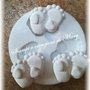 Multi stampo 3 coppia piedini baby con cuore in silicone per gessetti e bomboniere