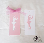 ballerina etichette segnaposto danza prima comunione bimba rosa e bianco personalizzabile
