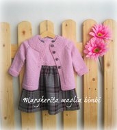 Cardigan/maglia/giacchina bambina pura lana merino rosa - fatto a mano 